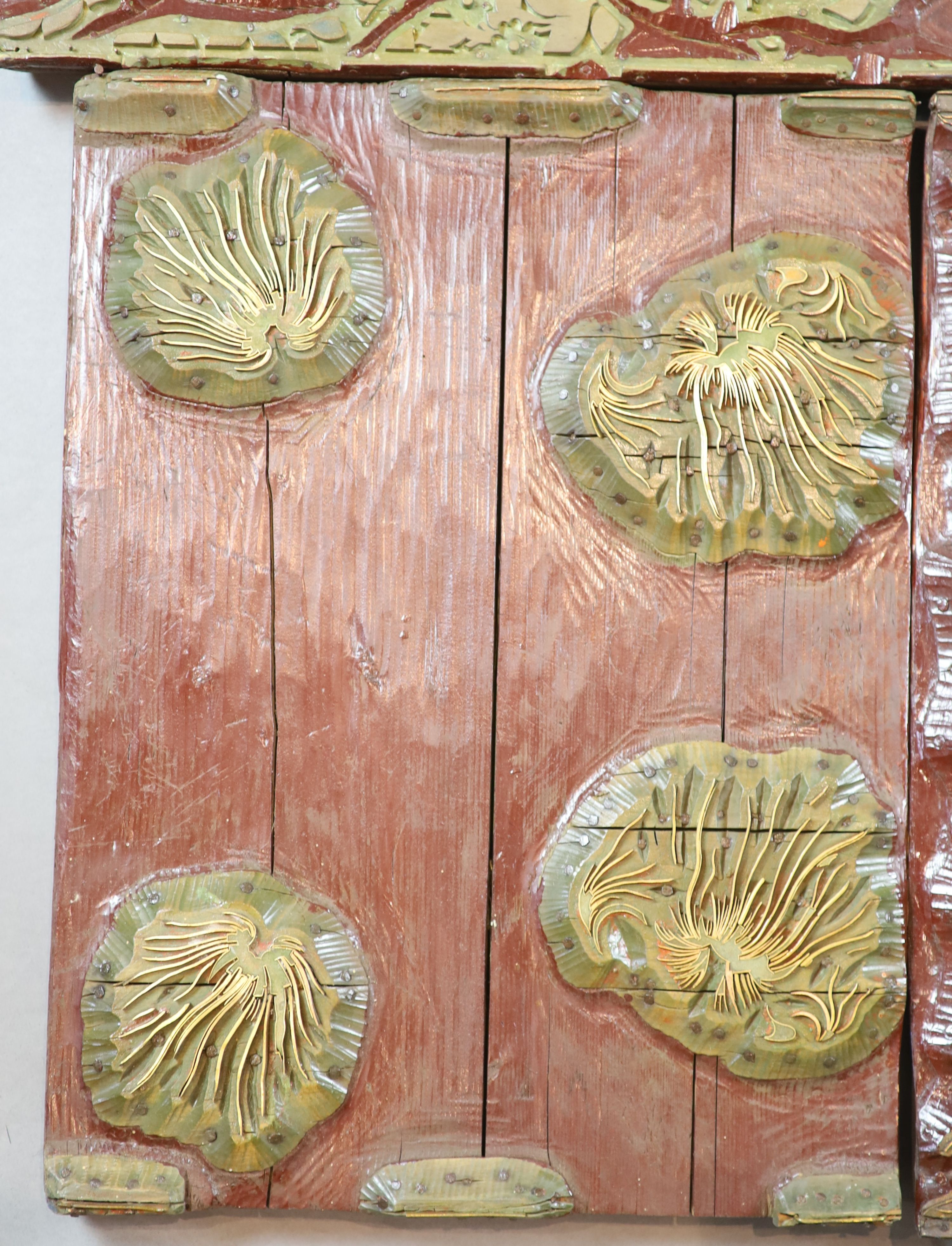 A large Victorian period cut metal and carved wooden printing block, largest 57 x 49cm.